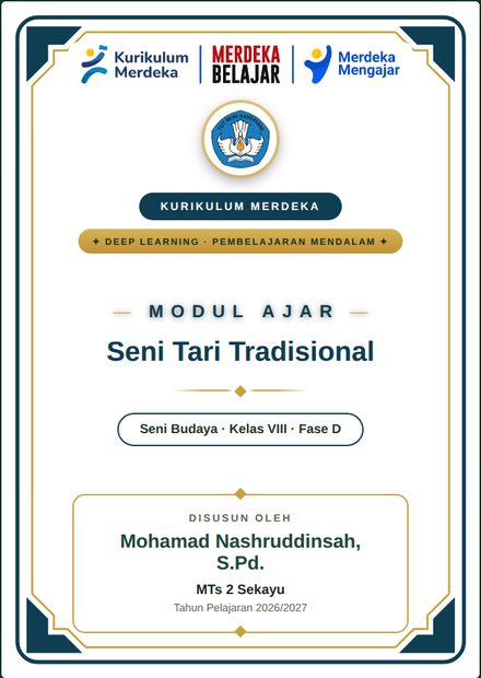 Sampul modul ajar ber-kop sekolah dan nama guru penyusun