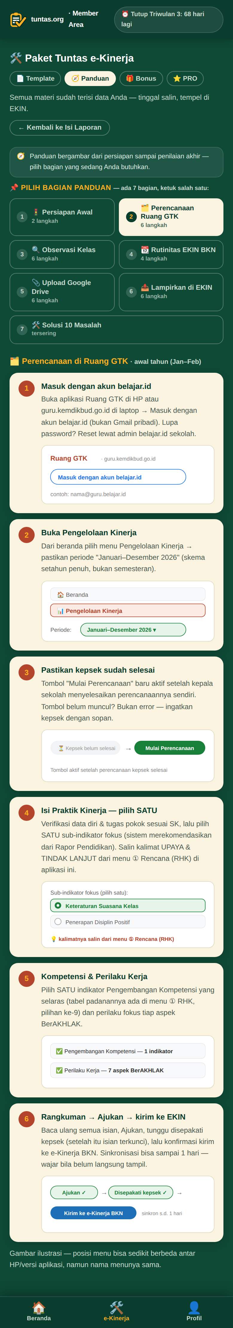 Tangkapan layar asli member area: panduan bergambar langkah demi langkah
