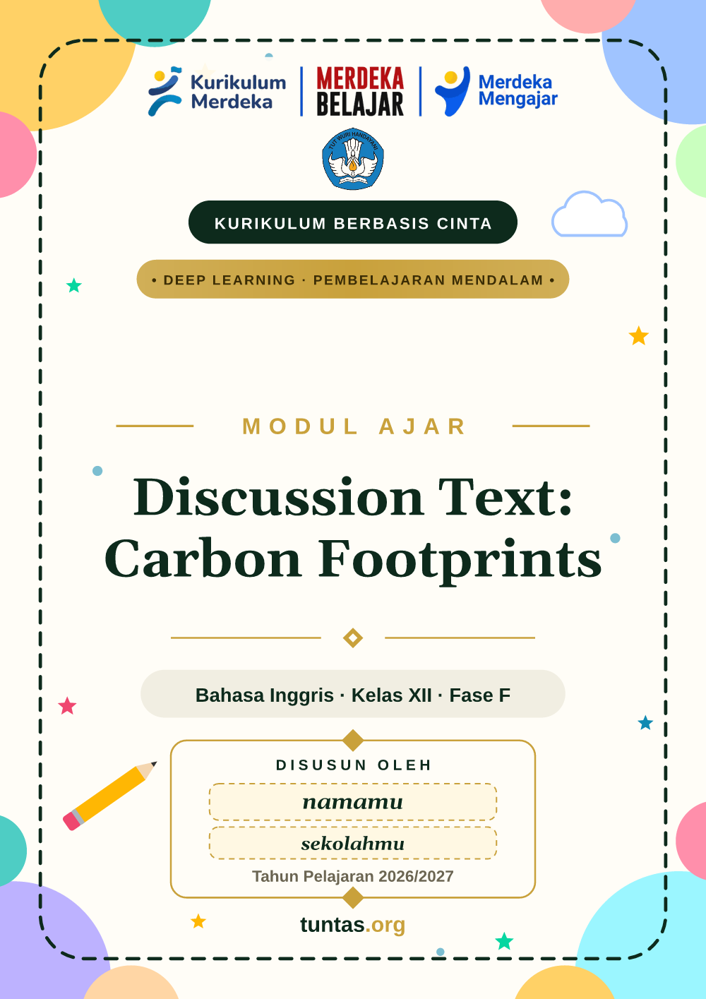 Sampul modul ajar Discussion Text: Carbon Footprints