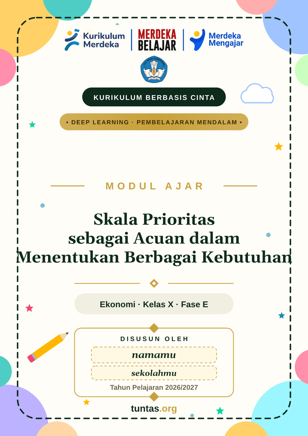 Sampul modul ajar Skala Prioritas sebagai Acuan dalam Menentukan Berbagai Kebutuhan
