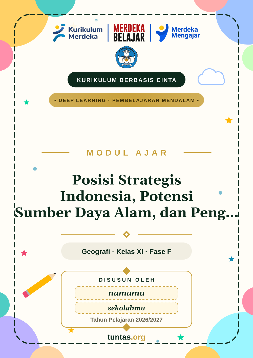 Sampul modul ajar Posisi Strategis Indonesia, Potensi Sumber Daya Alam, dan Pengaruhnya terhadap Kehidupan