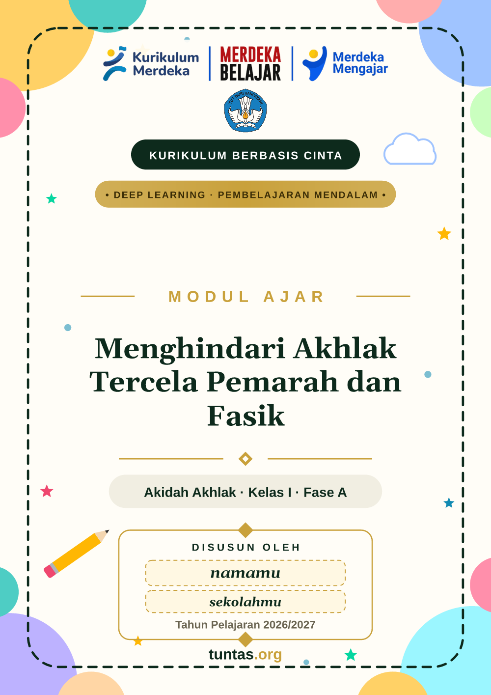 Sampul modul ajar Menghindari Akhlak Tercela Pemarah dan Fasik