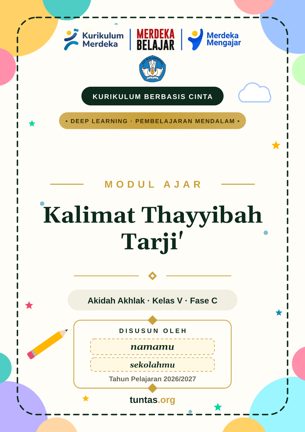 Sampul modul ajar Kalimat Thayyibah Tarji'