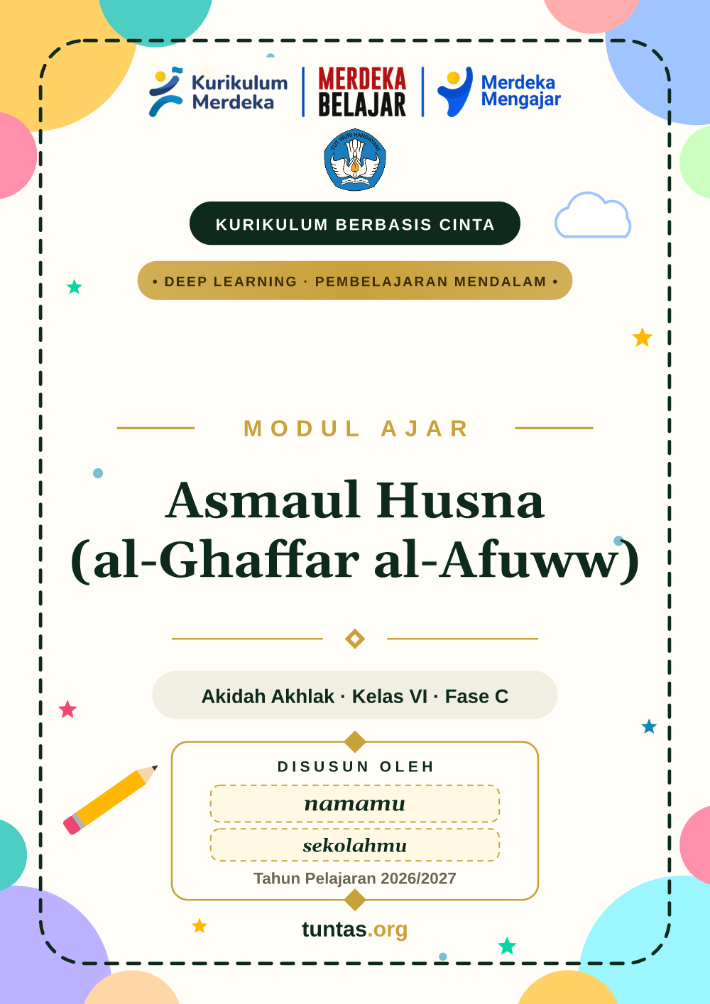 Sampul modul ajar Asmaul Husna (al-Ghaffar al-Afuww) kelas 6