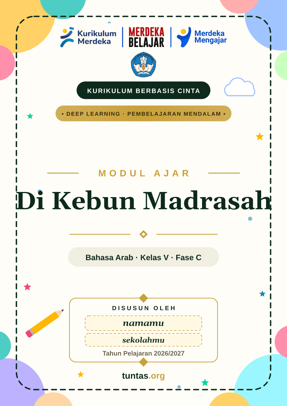 Sampul modul ajar Di Kebun Madrasah