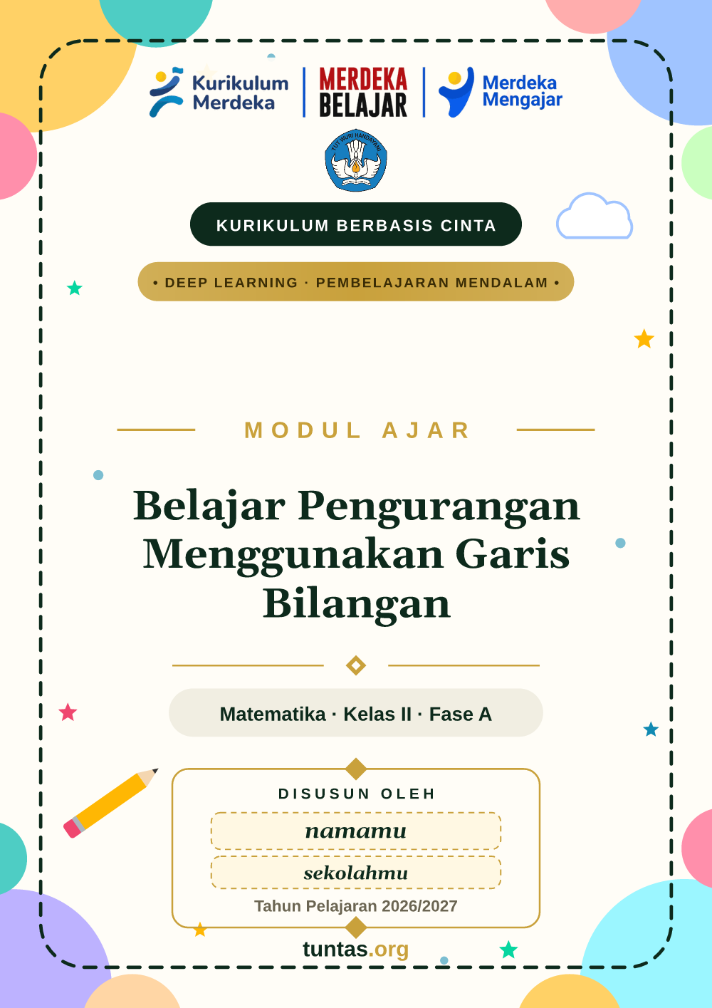 Sampul modul ajar Belajar Pengurangan Menggunakan Garis Bilangan