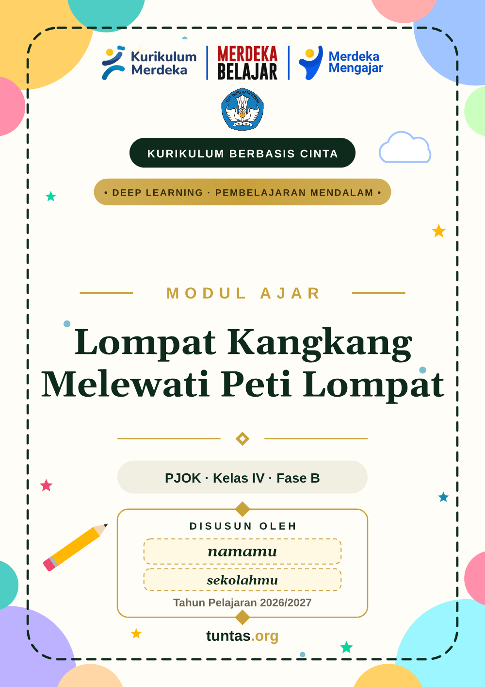 Sampul modul ajar Lompat Kangkang Melewati Peti Lompat kelas 4