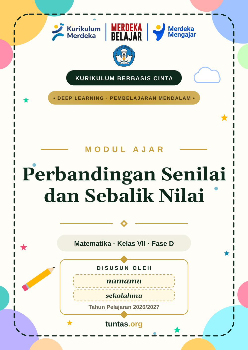Sampul modul ajar Perbandingan Senilai dan Sebalik Nilai