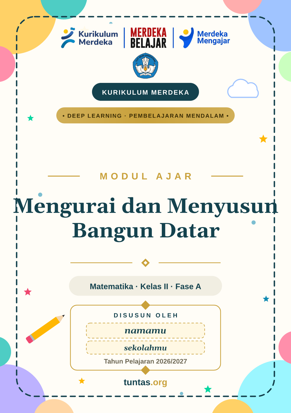 Sampul modul ajar Mengurai dan Menyusun Bangun Datar kelas 2