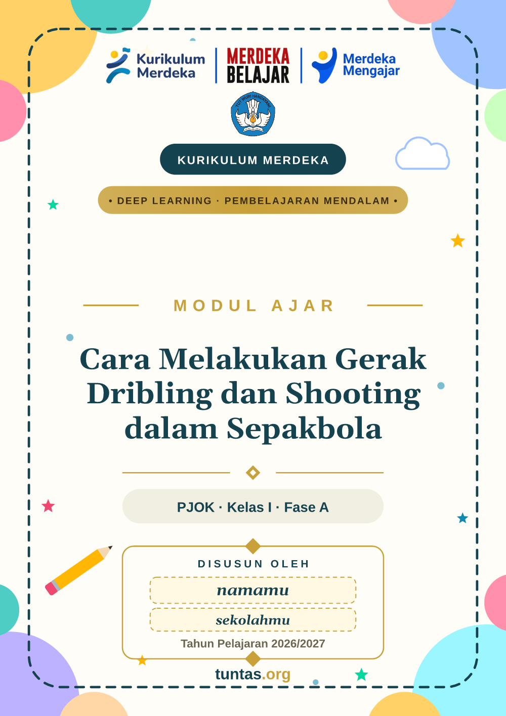 Sampul modul ajar Cara Melakukan Gerak Dribling dan Shooting dalam Sepakbola kelas 1