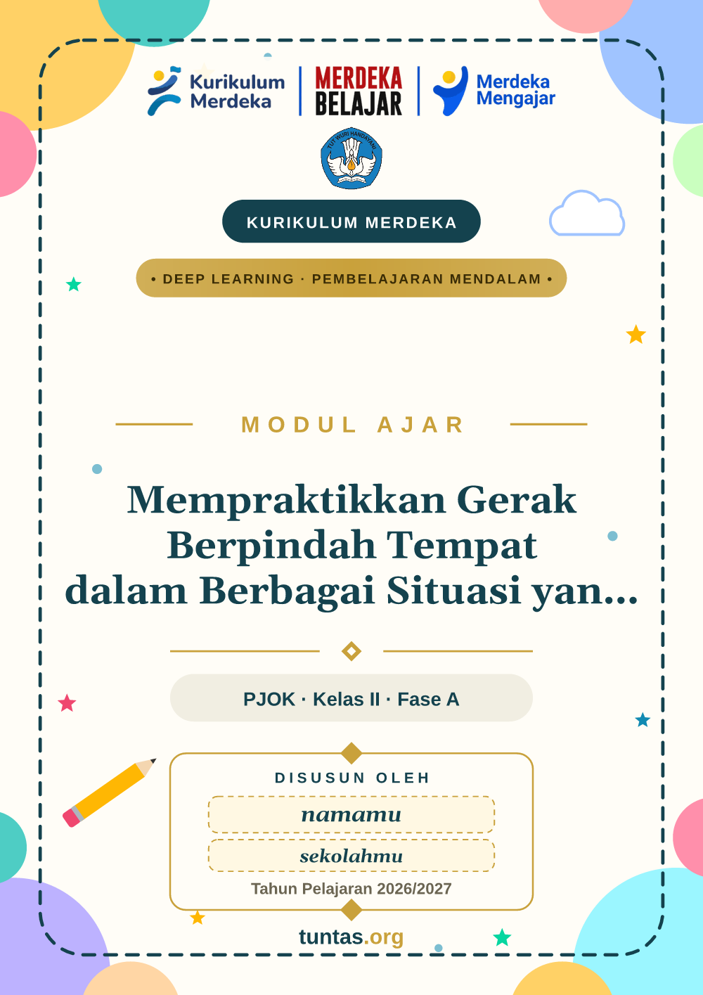 Sampul modul ajar Mempraktikkan Gerak Berpindah Tempat dalam Berbagai Situasi yang Berbeda kelas 2