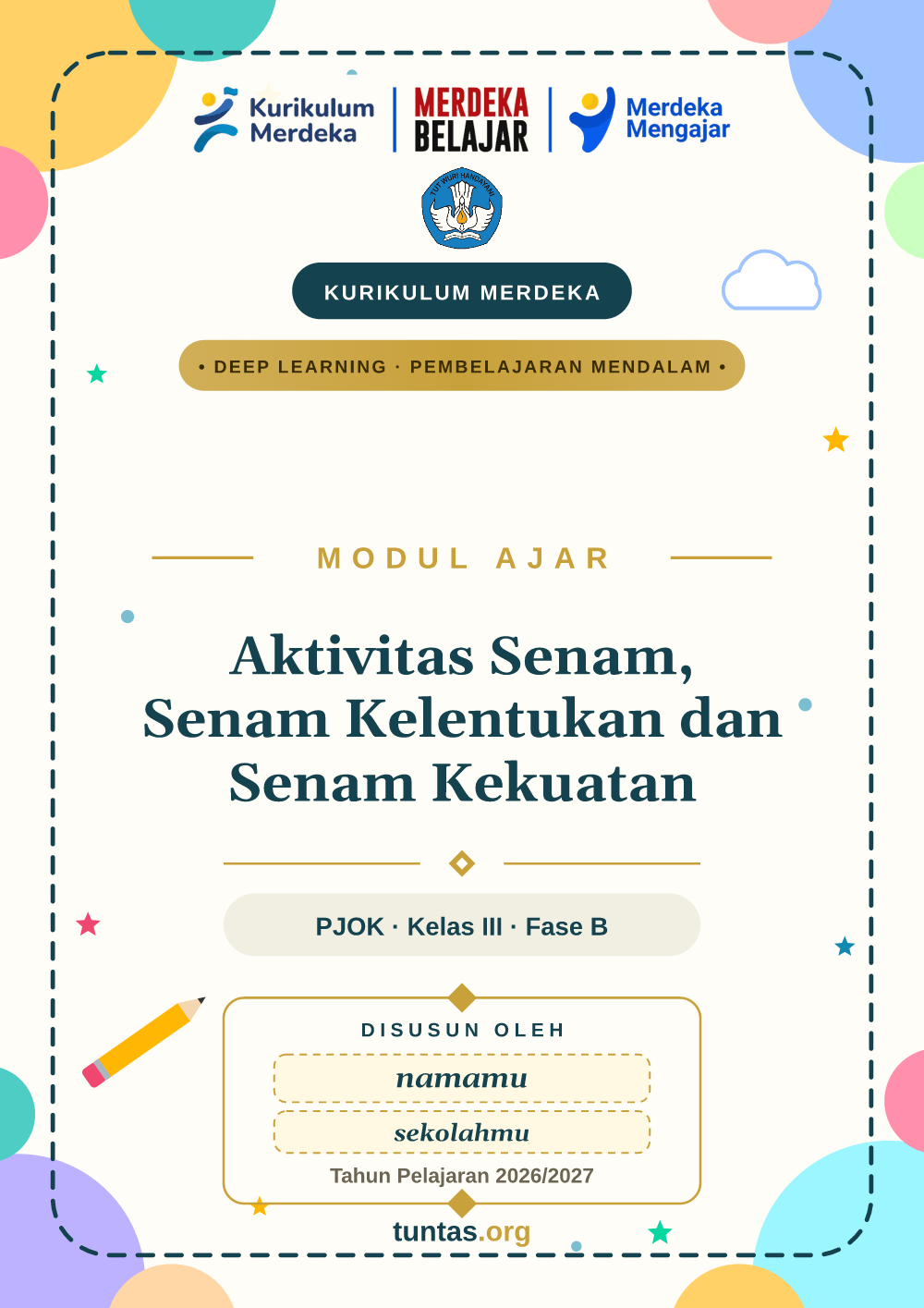 Sampul modul ajar Aktivitas Senam, Senam Kelentukan dan Senam Kekuatan