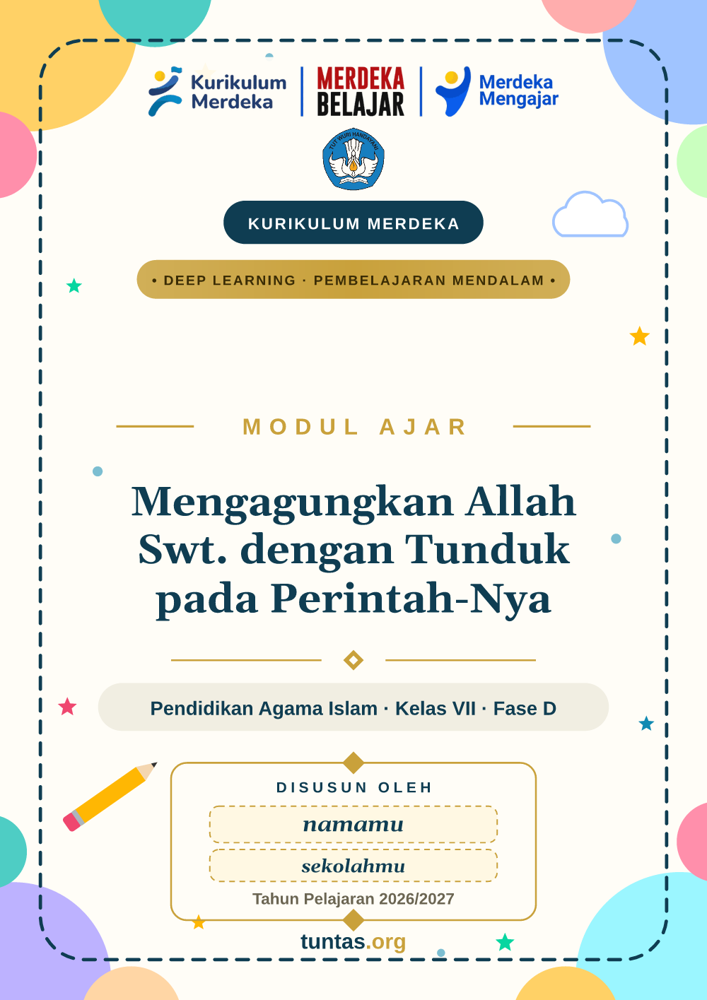 Sampul modul ajar Mengagungkan Allah Swt. dengan Tunduk pada Perintah-Nya kelas 7