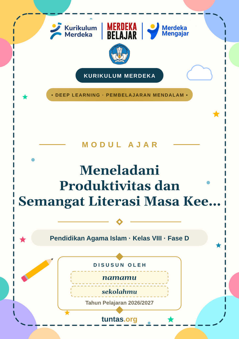 Sampul modul ajar Meneladani Produktivitas dan Semangat Literasi Masa Keemasan Daulah Abbasiyah